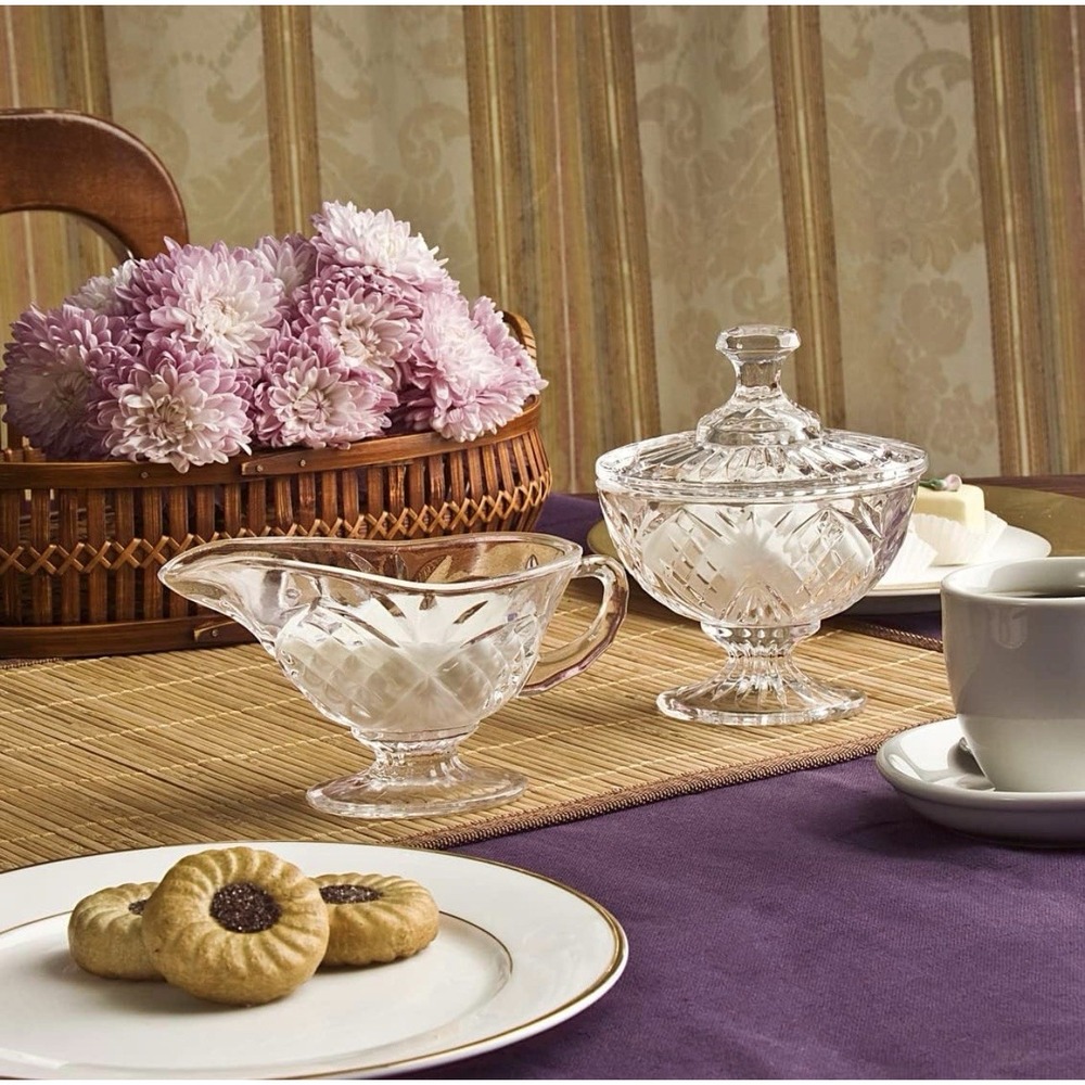 NEW‎ Dublin Collection Crystal Sugar & Creamer Set Shannon By Godinger 25935